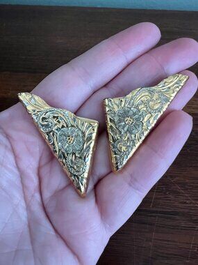 Vintage Crumrine Collar Tips 1982 Gold Western Equestrian Cowgirl Ranch Chic